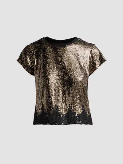 Generation Love Women's Pia Sequined Lace Crewneck Top In Metallic