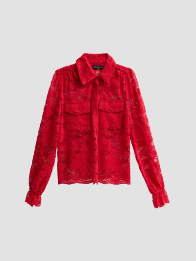 Generation Love Women's Priya Floral Lace Shirt In True Rouge