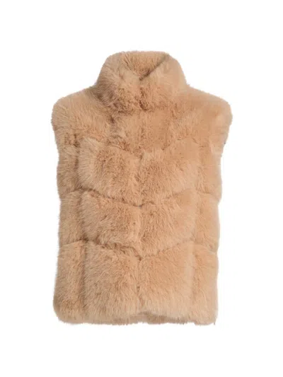 Generation Love Women's Rosario Chevron Faux-fur Vest In Sand