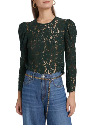 Generation Love Women's Rue Lace Puff-sleeve Top In Black