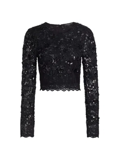 Generation Love Women's Safia Sequined Lace Crop Top In Black