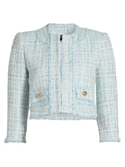 Generation Love Salvador Cropped Tweed Blazer In Blue