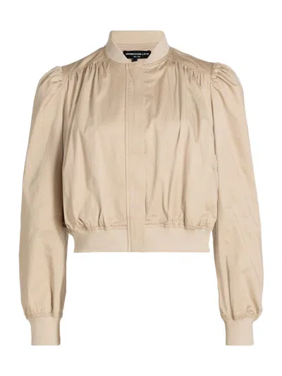 Generation Love Women's Sariah Cotton Sateen Crop Bomber Jacket In Brown