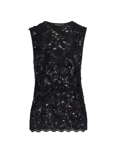Generation Love Women's Sequinned Lace Sleeveless Top In Black