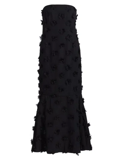 Generation Love Women's Sidona Floral Appliqué Mermaid Maxi Dress In Black