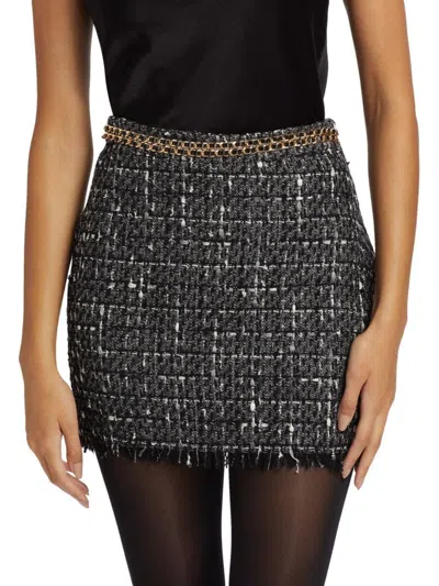 Generation Love Women's Stella Chain-embellished Tweed Miniskirt In Gray