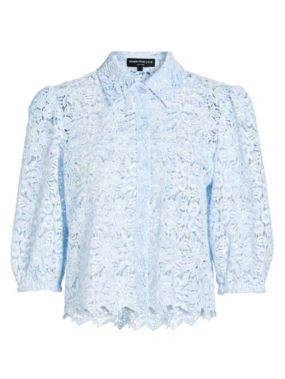 Generation Love Women's Tammy Floral Lace Shirt In Blue