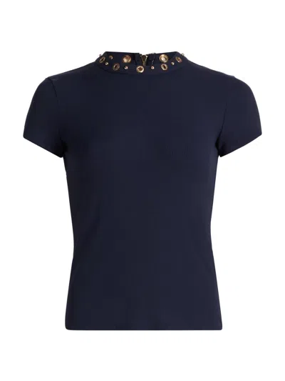 Generation Love Women's Tate Grommet Rib-knit Top In Blue