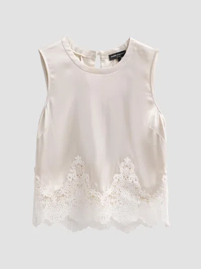 Generation Love Women's Tegan Lace Trim Liquid Satin Top In White