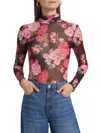 Generation Love Women's Tyla Floral-mesh Turtleneck Top In Multi