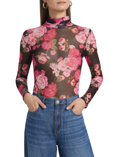 Generation Love Women's Tyla Floral-mesh Turtleneck Top In Multi