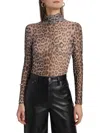 Generation Love Women's Tyla Floral-mesh Turtleneck Top In Gray
