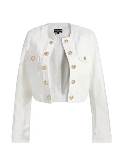 Generation Love Women's Valentina Stretch Denim Collarless Crop Jacket In White
