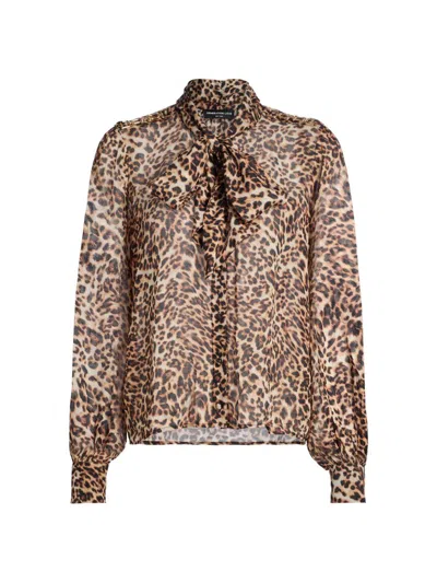 Generation Love Women's Veralli Leo Bow-tie Blouse In Animal Print