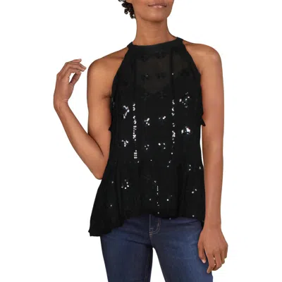 Generation Love Womens Embellished Ruffled Halter Top In Black