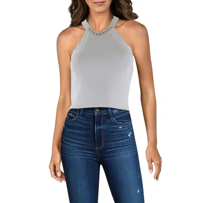 Generation Love Womens Halter Ribbed Cropped In White
