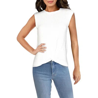 Generation Love Womens Tank Sequined Pullover Sweater In White