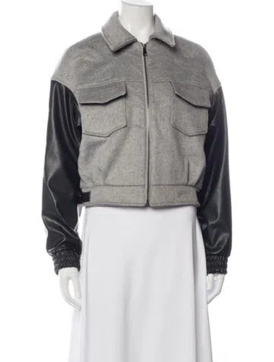 Pre-owned Generation Love Wool Bomber Jacket W/ Tags In Grey