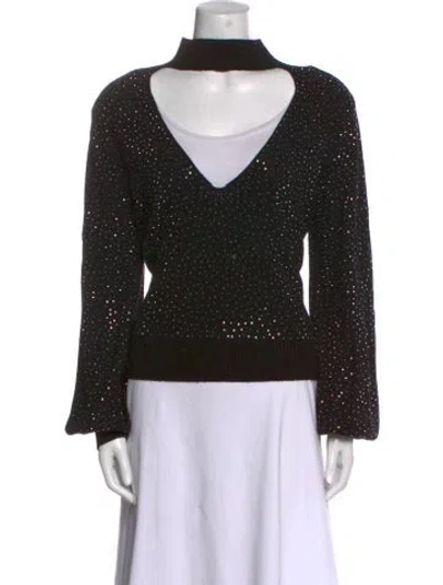 Pre-owned Generation Love Wool Colorblock Pattern Sweater In Black