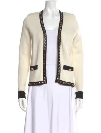 Pre-owned Generation Love Wool Colorblock Pattern Sweater In White