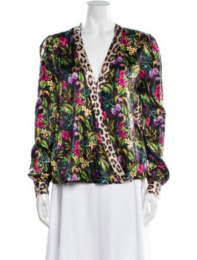 Pre-owned Generation Love Wool Floral Print Top In Black