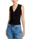 Generation Love Zoelle Ribbed Button Tank Top In Black