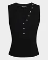 Generation Love Zoelle Ribbed Button Tank Top In Black