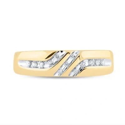 Pre-owned Generic 10kt Yellow Gold Mens Round Channel-set Diamond Triple Row Wedding Band Rin