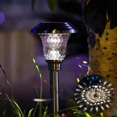 Generic 16.3" Solar Powered Integrated Led Outdoor Floor Lamp In Gold