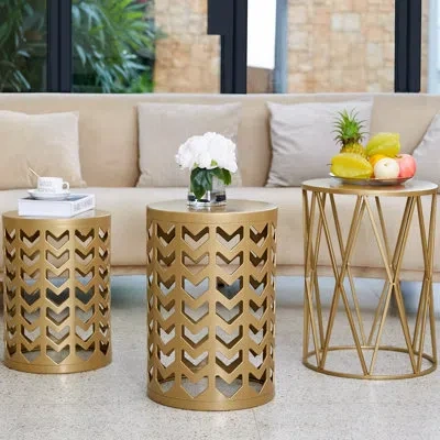 Generic 21 Tall End Table In Gold