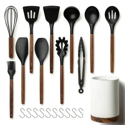 Generic 22 -piece Silicone Assorted Kitchen Utensil Set In Black;brown;white
