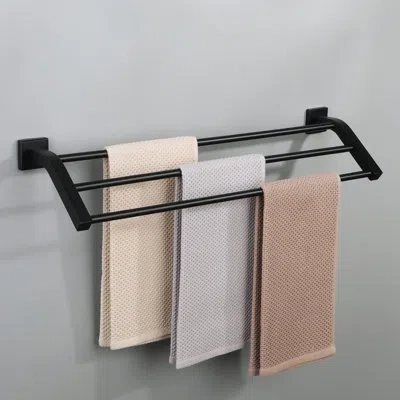 Generic 24.72" Wall Mounted Towel Bar In Matte Black