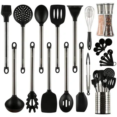 Generic 35 -piece Silicone Assorted Kitchen Utensil Set In Stainless Steel;black
