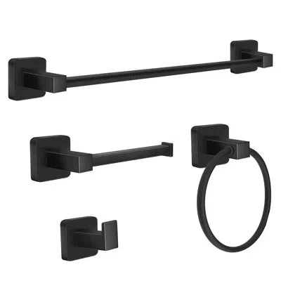 Generic 4 - Piece Bathroom Hardware Set In Black