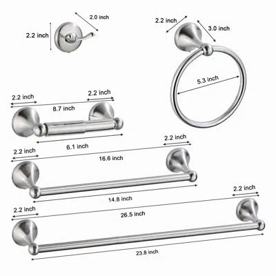 Generic 8 - Piece Bathroom Hardware Set In Brushed Nickel