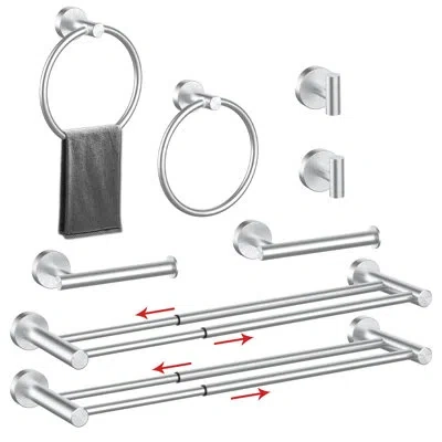 Generic 8 - Piece Bathroom Hardware Set In Brushed Nickel