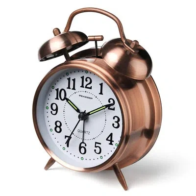 Generic Analog Metal Quartz Alarm Tabletop Clock In Rose Gold