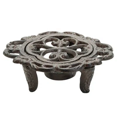 Generic Cast Iron Teapot Warmer Dish Cups Heater Pot Trivet In Black