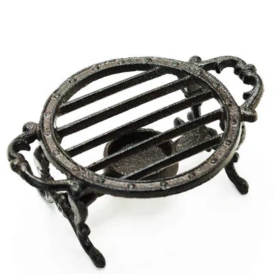 Generic Cast Iron Teapot Warmer Dish Cups Heater Pot Trivet In Black