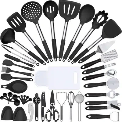 Generic Cooking Utensil Set, Umite Chef 43 Pcs Heat Resistant Kitchen Utensil Gadgets Set-stainless Steel Ha In Black
