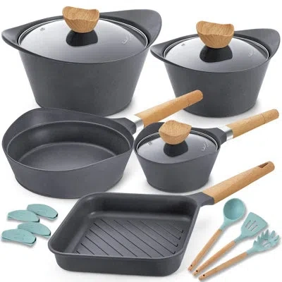 Generic Cookware Set Nonstick 100% Pfoa Free Induction Pots And Pans Set With Cooking Utensil In Gray