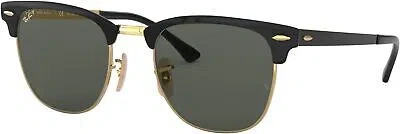 Pre-owned Generic Ray-ban Clubmaster Metal Square Sunglasses, Black Gold, 51mm In Gray