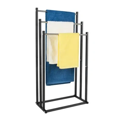 Generic Stainless Steel Freestanding Towel Stand In Black