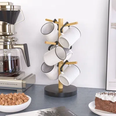 Generic Thicker Base Coffee Cup Holder Stand For Counter, Mug Rack With 6 Hooks
