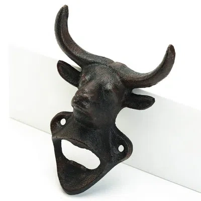 Generic Wall Mounted Bottle Opener, Cast Iron Cool Bull Head Bottle Opener In Black;gray