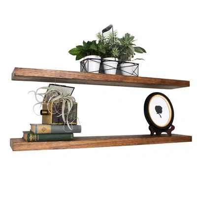 Generic Wall Mounted Wooden Floating Shelves, Wall Shelves For Bedroom, Bathroom, Living & Laundry Room, Kit In Light Gray