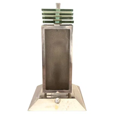 Pre-owned Genet & Michon Modernist Nickel Table Lamp By , Glass Plates, 1920s In Transparent