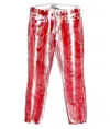 Genetic Women's Shya Crop Mid Rise Stretch Brushstroke Jeans In Red+white In Multi