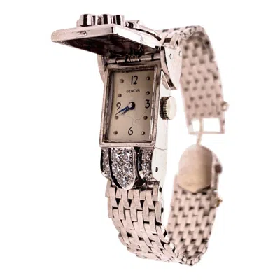 Pre-owned Geneva Ladies Vintage Platinum  .60 Carat Natural Diamonds Cocktail Pop-up Watch In Multi