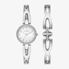 Geneva Ladies Womens Crystal Accent Silver Tone 2-pc. Watch Boxed Set Fmdjset077 In Silver